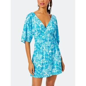 Lilly Pulitzer Parigi Skort V-Neck Dolman Sleeve Romper Size XL Relaxed Fit